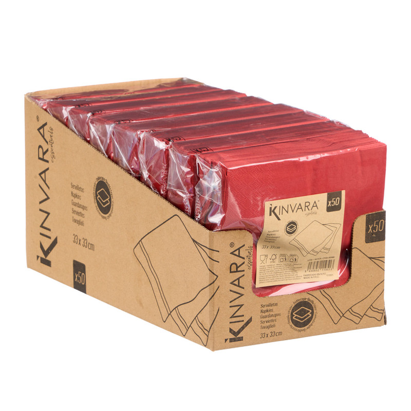 SET 50 SERVIETTES 33 X 33CM 17GR GRENAT