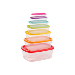 SET 7 RECTANGULAR PLASTIC LUNCH BOX
