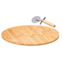 BAMBOO BOARD PIZZA CUTTER SET