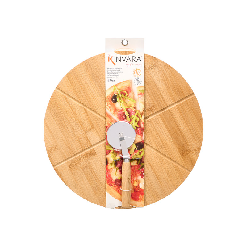 SET TABLA BAMBU CORTADOR PIZZA