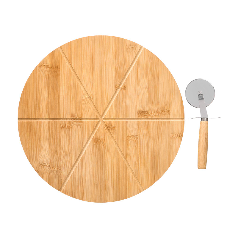 BAMBOO BOARD PIZZA CUTTER SET