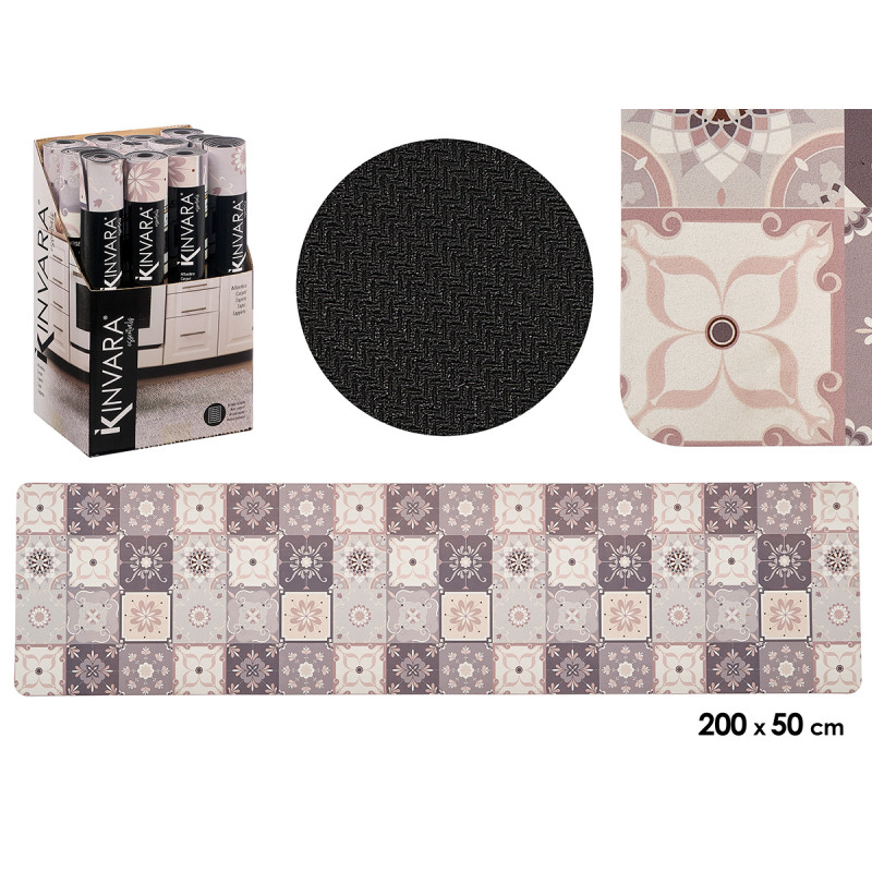 TAPIS CUISINE EFFET CARRELAGE 50X200CM