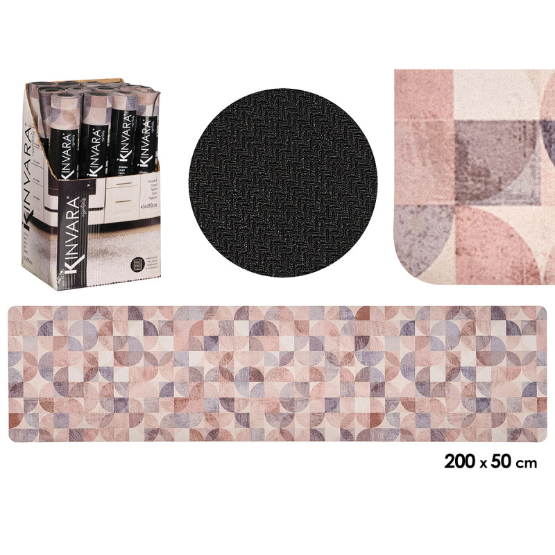 TAPIS CUISINE MOSAÏQUE TERRE 50X200CM