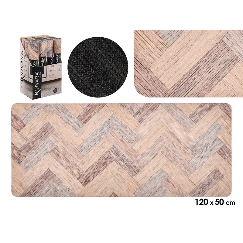 TAPIS CUISINE EFFET BOIS 50X120CM