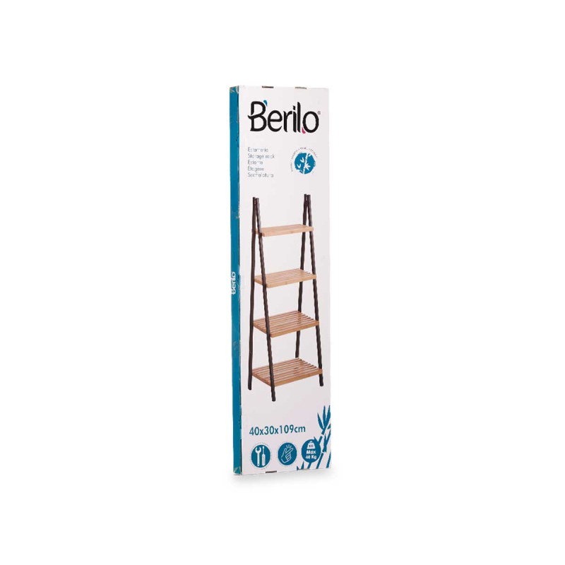 LADDER RACK 4 SHELVES BAMBOO BLACK