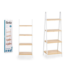 LADDER RACK 4 SHELVES BAMBOO WHITE