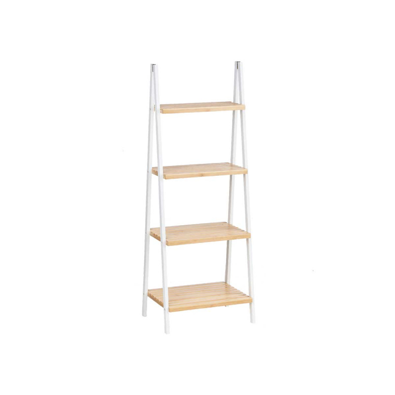 LADDER RACK 4 SHELVES BAMBOO WHITE