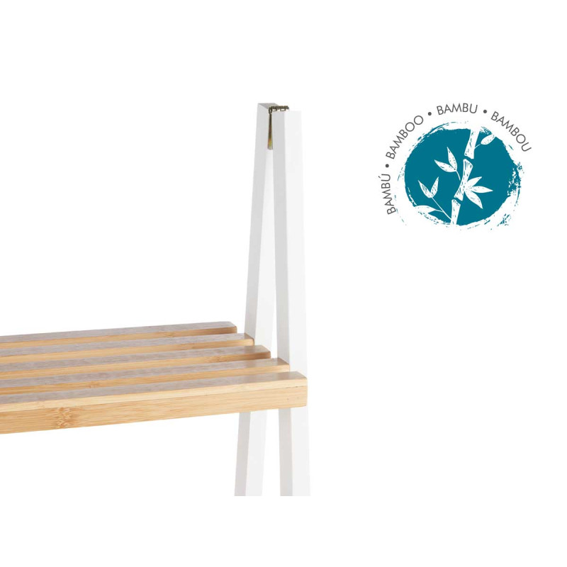 LADDER RACK 4 SHELVES BAMBOO WHITE