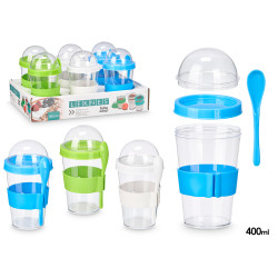 VERRE CUILLIER COUVERCLE 400ML SET 3 COU