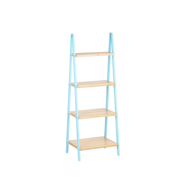LADDER RACK 4 SHELVES BAMBOO BLUE