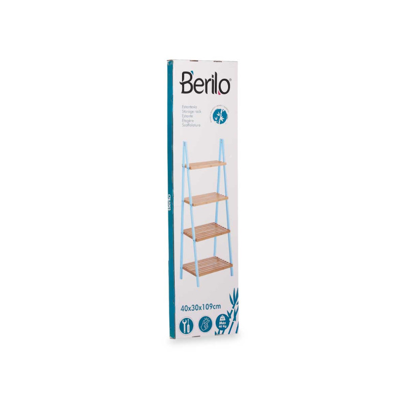 LADDER RACK 4 SHELVES BAMBOO BLUE