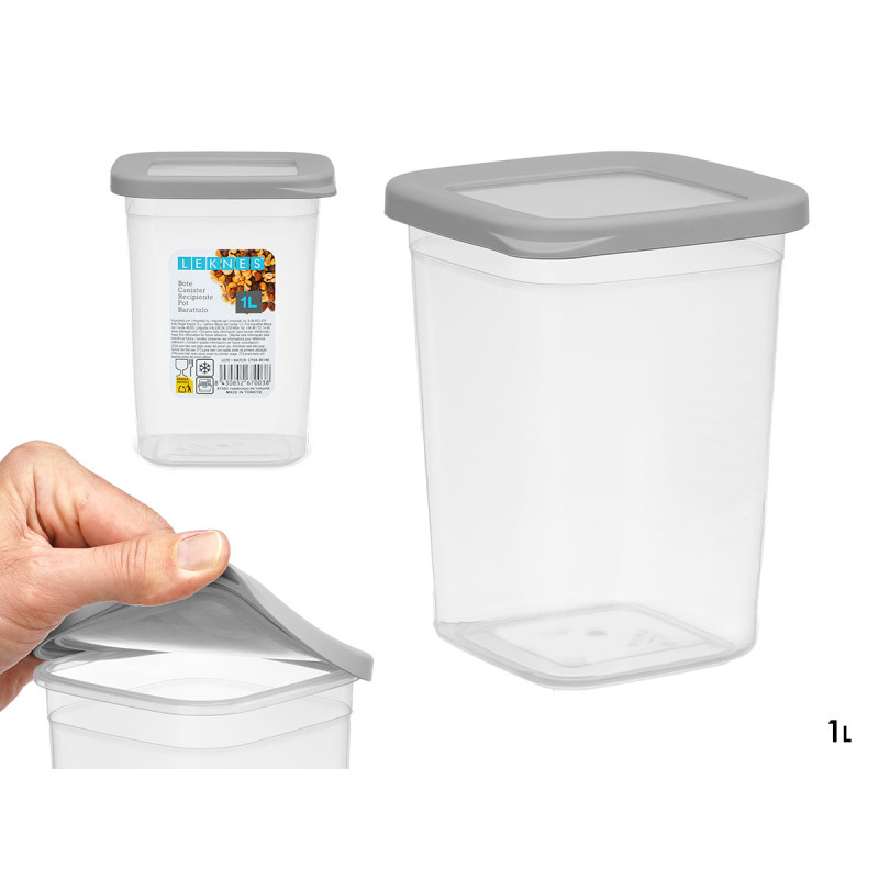 BARATTOLO QUADRATA TAPPO GRIGIO 1L 