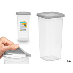 RECIPIENTE QUADRADO TAMPA BRANCA 1,5L