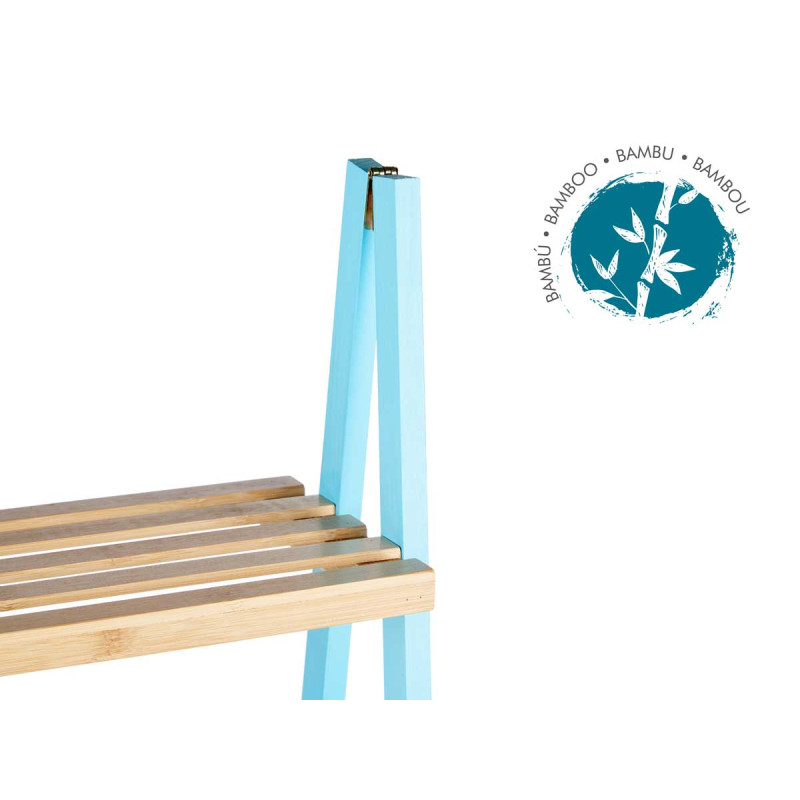 LADDER RACK 4 SHELVES BAMBOO BLUE
