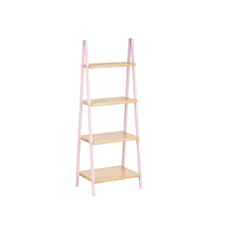 LADDER RACK 4 SHELVES BAMBOO PINK