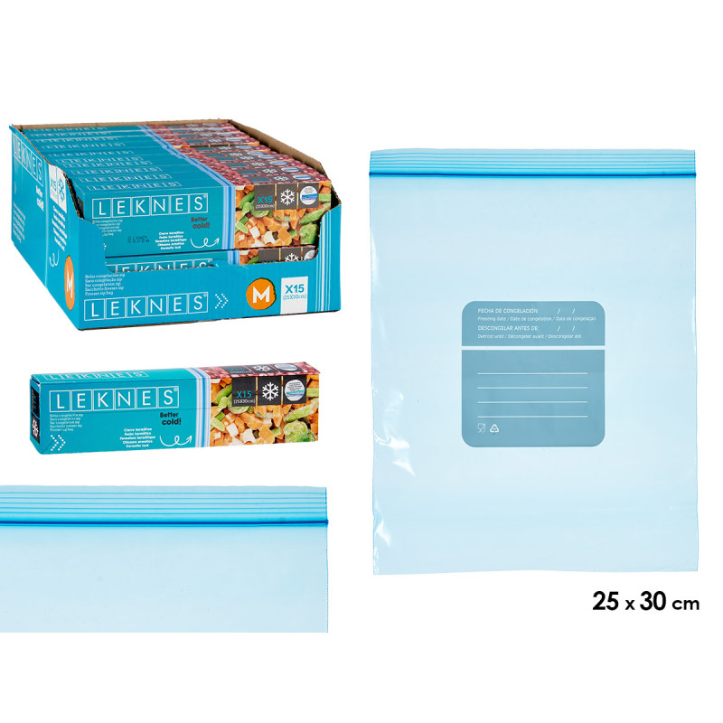15 UNITS 25X30+2CM MEDIUM FREEZING BAG WITH ZIP 
