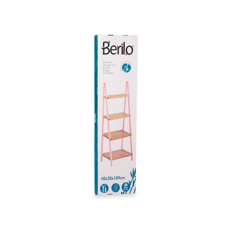 LADDER RACK 4 SHELVES BAMBOO PINK