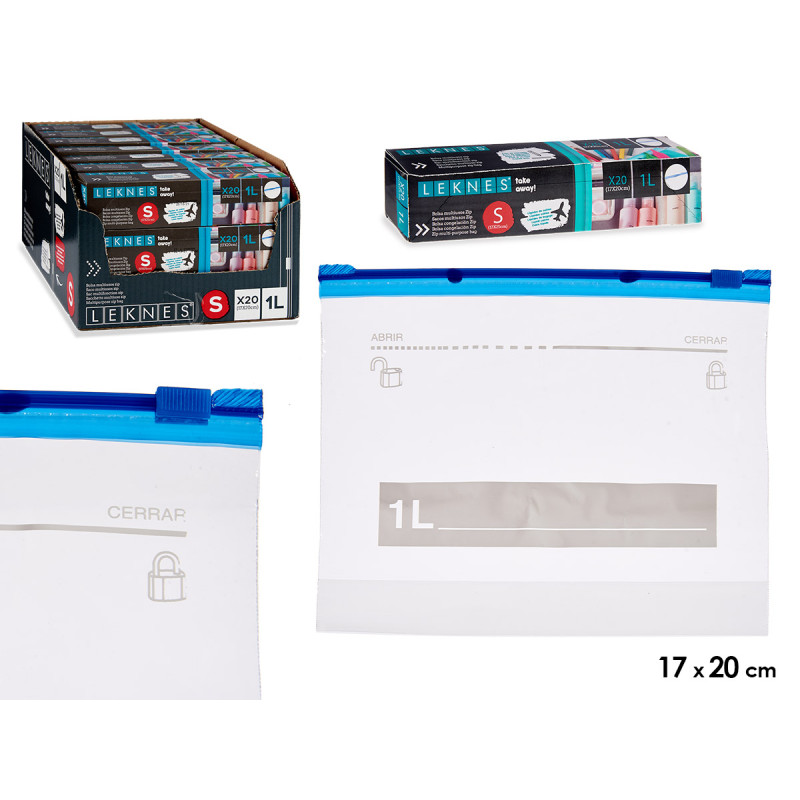 20 UNITS 20X17+2,5CM 1L MULTIPURPOSE BAG WITH ZIP
