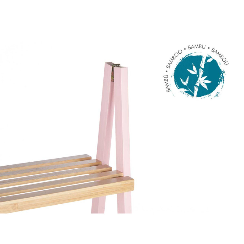 ÉTAGÈRE ESCALIER 4 ÉTAGÈRES EN BAMBOU ROSE