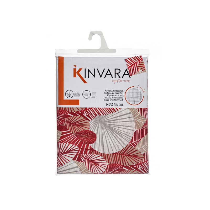 140X180CM MAROON LEAVES STAIN-RESIST TABLECLOTH 