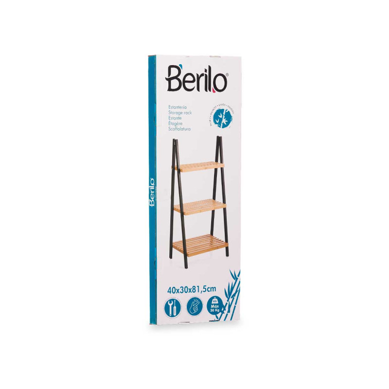 LADDER RACK 3 SHELVES BAMBOO BLACK