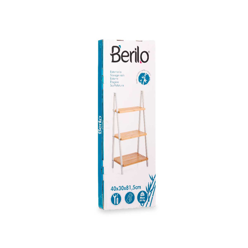LADDER RACK 3 SHELVES BAMBOO WHITE