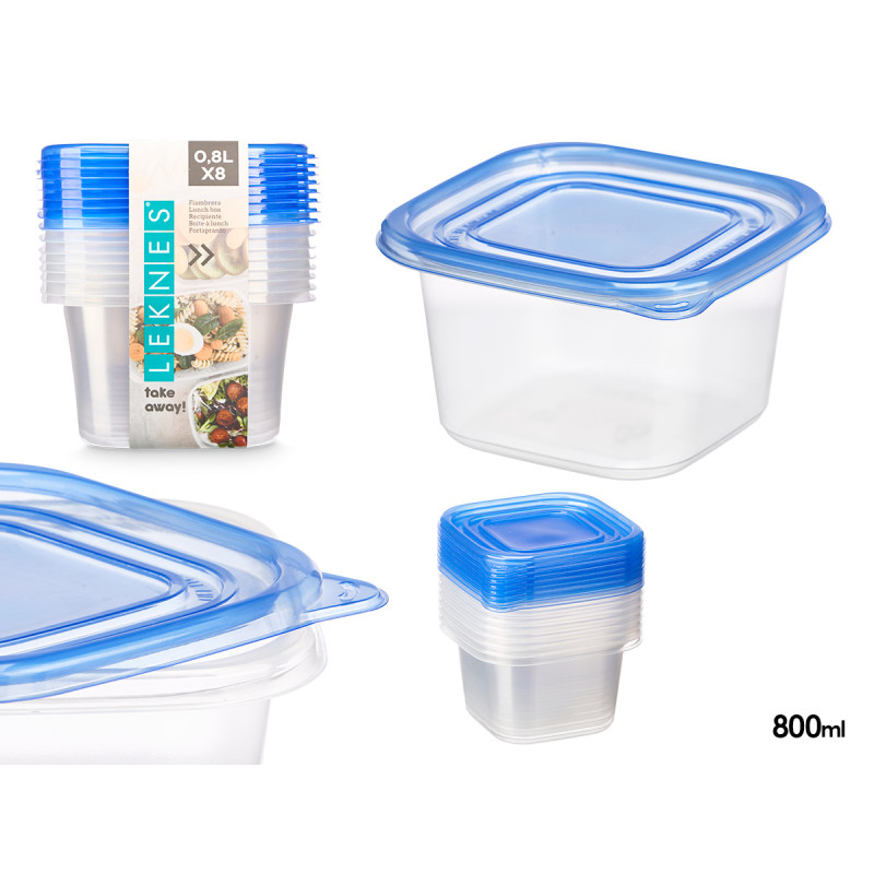 SET 8 FIAMBRERAS TAPA CUADRADA 880ML