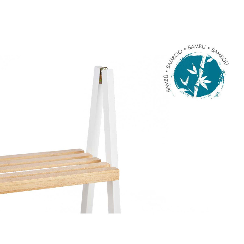 LADDER RACK 3 SHELVES BAMBOO WHITE