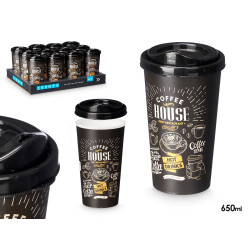 VASO PLASTICO TAPA LLEVAR 650ML