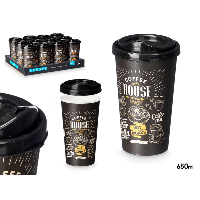 VASO PLASTICO TAPA LLEVAR 650ML