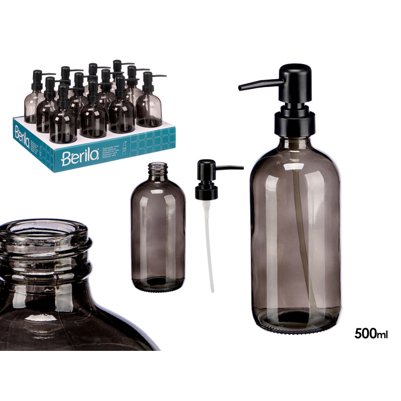 ROUND GREY GLASS DISPENSER 500ML