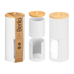 WHITE BAMBOO DOUBLE LID PLASTIC CANISTER