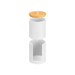 WHITE BAMBOO DOUBLE LID PLASTIC CANISTER