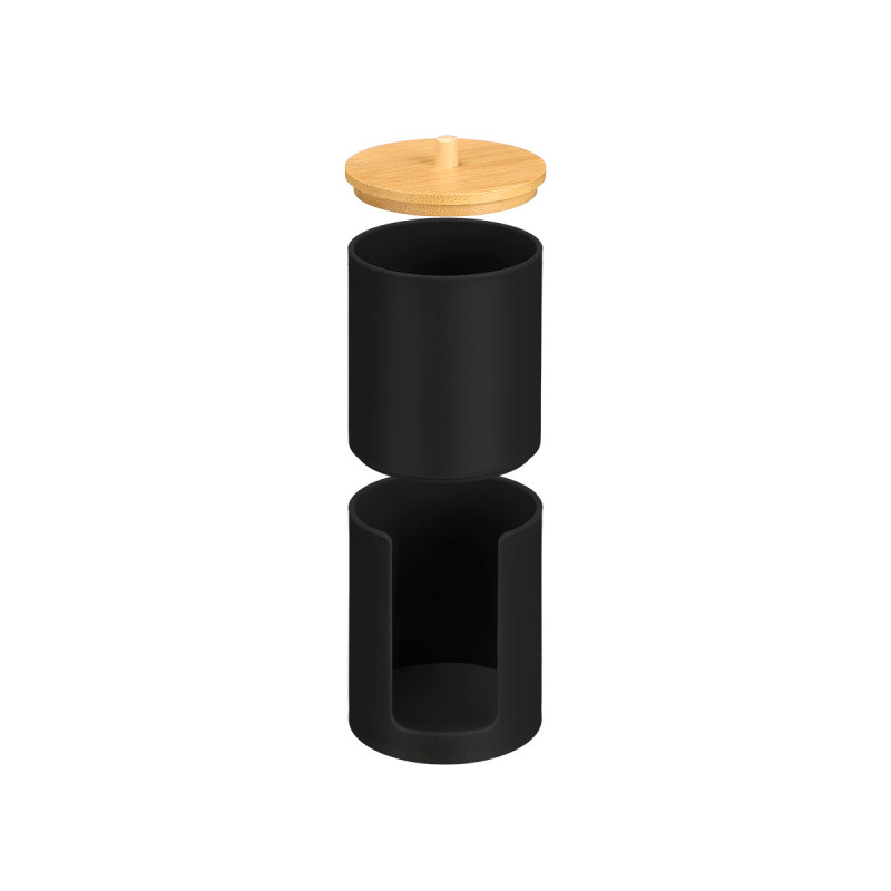 BLACK BAMBOO DOUBLE LID PLASTIC CANISTER