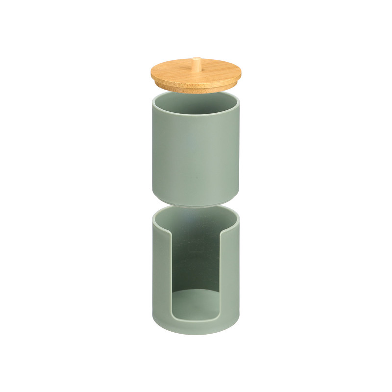 GREEN BAMBOO DOUBLE LID PLASTIC CANISTER