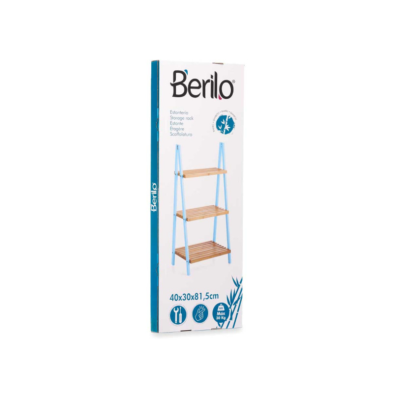 LADDER RACK 3 SHELVES BAMBOO BLUE