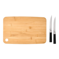 SET PLANCHE BAMBOU AVEC DEUX COUTEAUX