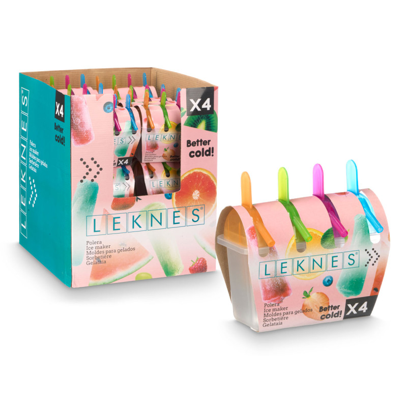 SET 4 PLASTIC ICE LOLLY MAKER ASSORT 4 COLOURS 