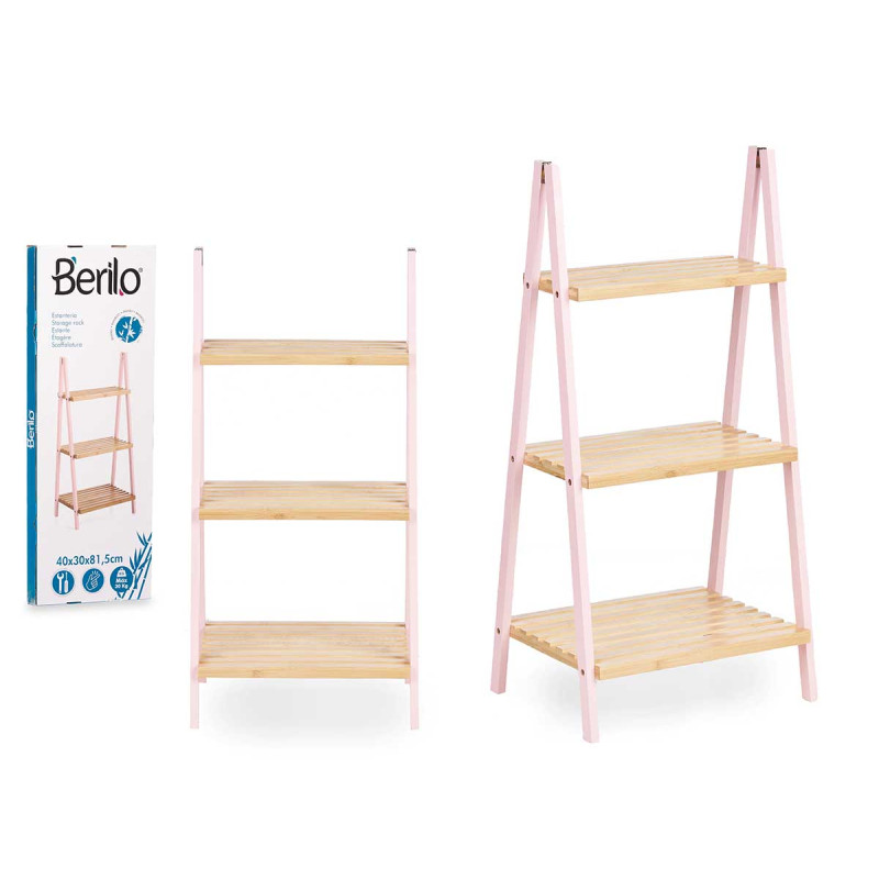 LADDER RACK 3 SHELVES BAMBOO PINK