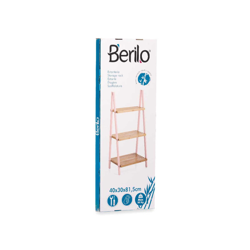 LADDER RACK 3 SHELVES BAMBOO PINK