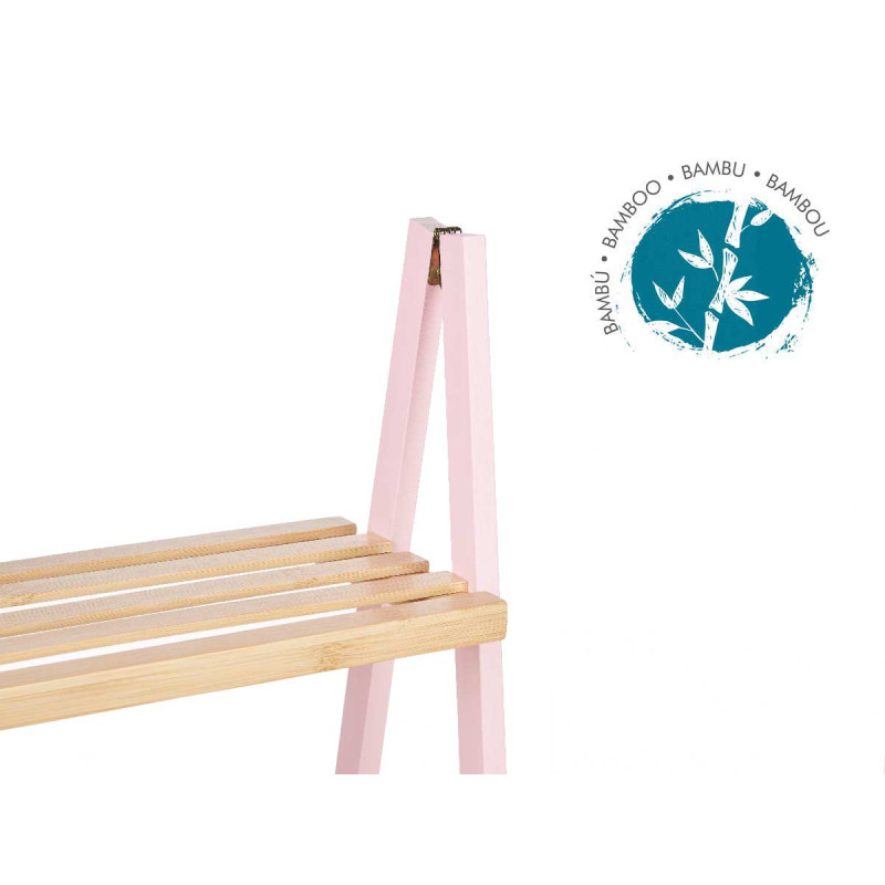 LADDER RACK 3 SHELVES BAMBOO PINK