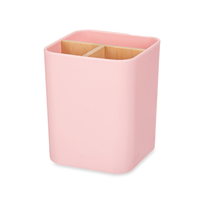 ORGANISEUR CARRÉ 3 COMPARTIMENTS BAMBOU ROSE