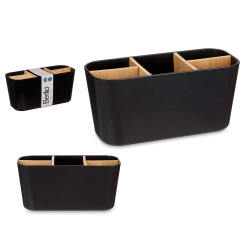 ORGANIZADOR OVALADO 5 HUECOS BAMBU NEGRO