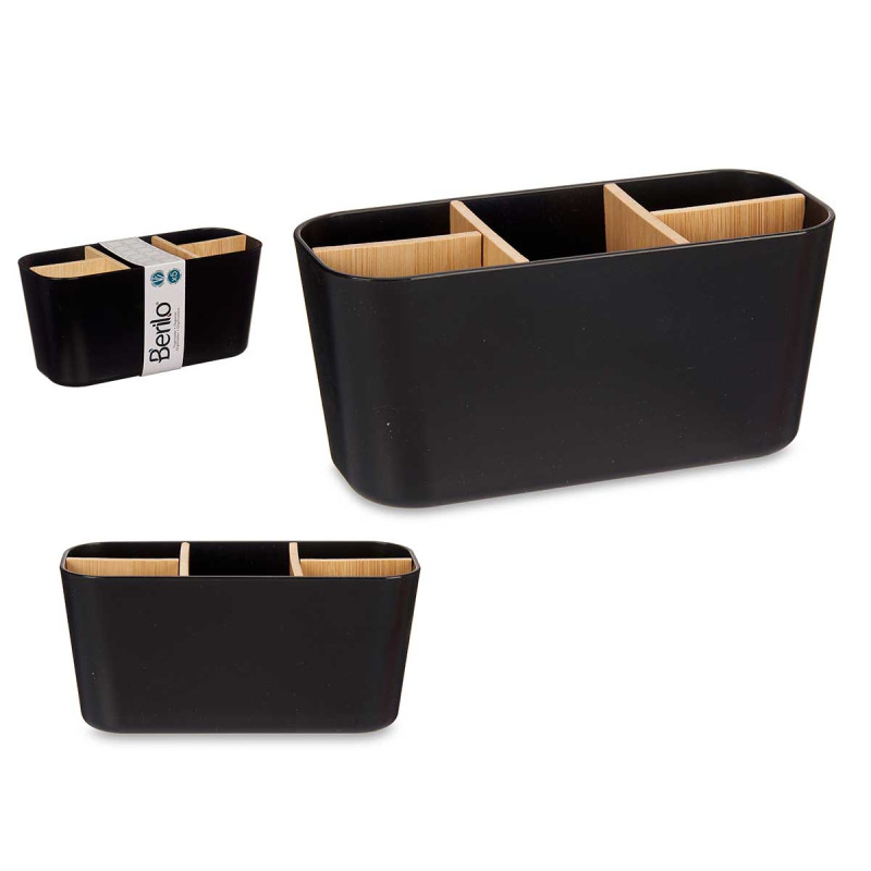 CAIXA ORGANIZADORA OVAL BAMBU PRETA