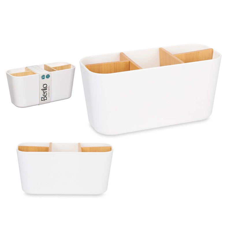 CAIXA ORGANIZADORA OVAL BAMBU BRANCA