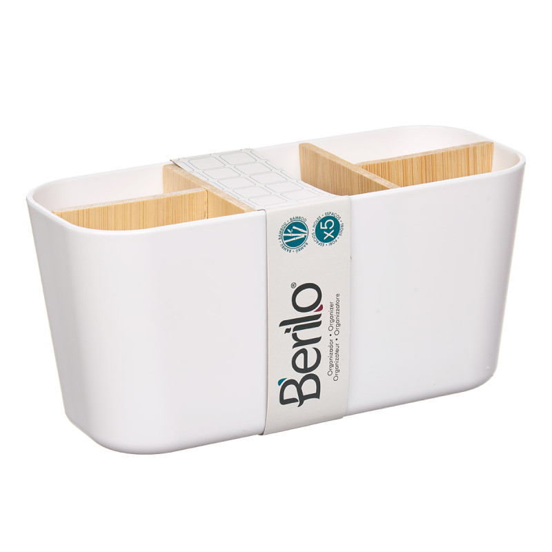 SQUARE ORGANISER 5 COMPARTMENTS BAMBOO WHITE