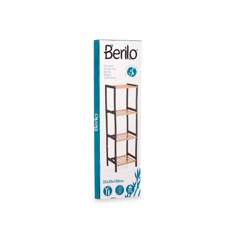 4 TIER SQUARE SHELF BAMBOO BLACK