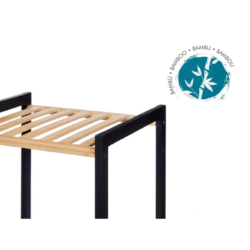4 TIER SQUARE SHELF BAMBOO BLACK