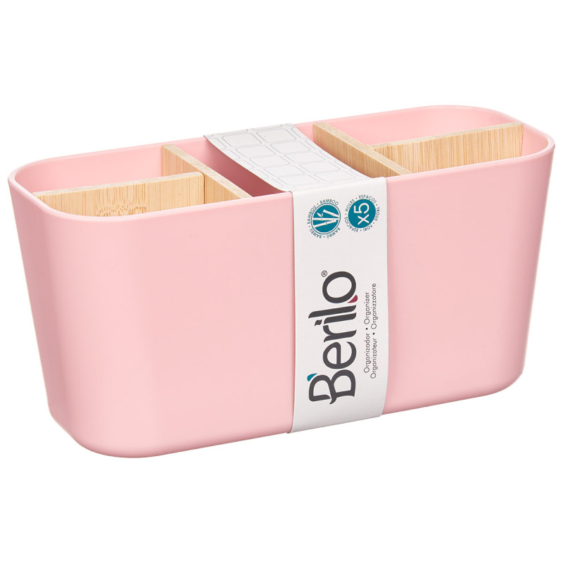 ORGANIZER OVALE 5 SCOMPARTI  BAMBÙ ROSA
