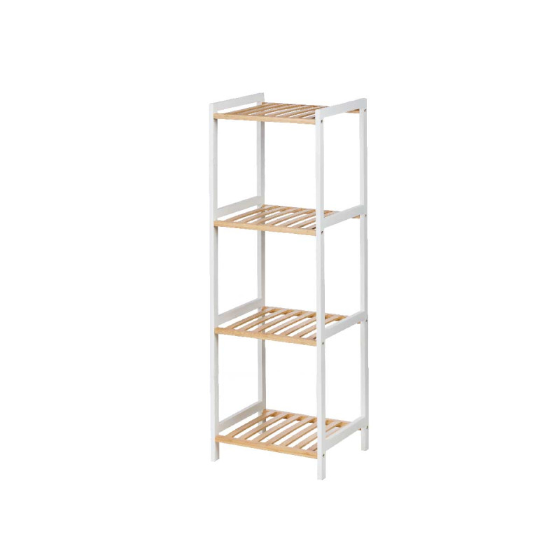 4 TIER SQUARE SHELF BAMBOO WHITE